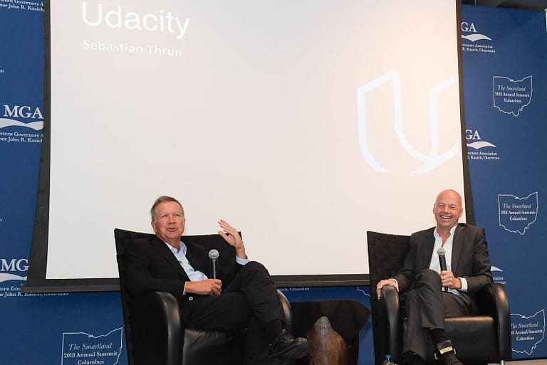 Governor Kasich and Sebastian Thrun.